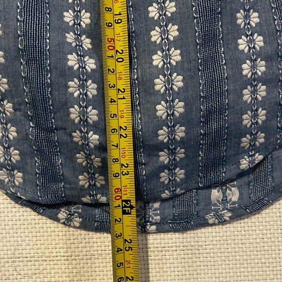 Love Sam Anthropologie Blue/white Boho Peasant Blouse Puff Sleeves Sz Small NWT - Picture 9 of 10